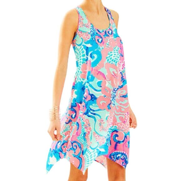 Lilly Pulitzer Coral Reef I’m So Jelly Melle Trapeze Tank Swing Dress - Picture 2 of 14